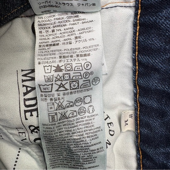 Levis Made & Crafted Jeans Mens 34x32 Blue Tack Slim Straight Leg Italy Made - Picture 8 of 16